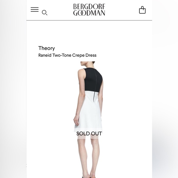 THEORY/ Bergdorf Goodman/ Raneid Two-Tone Crepe Dress / Size 6 - Picture 4 of 6